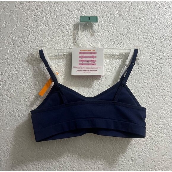Girls Maidenform 2-pk White Rainbow Navy Seamless Ruched Cropped Bras Size Small - Picture 4 of 4